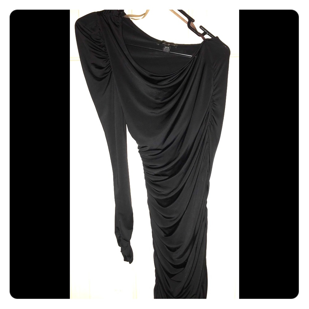 One Sleeve Black Bodycon Dress